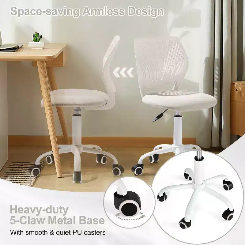 Homy Casa Adjustable Armless Swivel Study Chair for Kids, Dorm & Small Home Office