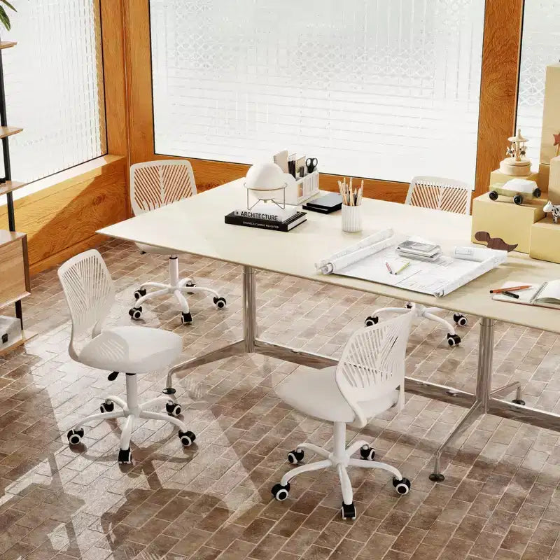 Homy Casa Adjustable Armless Swivel Study Chair for Kids, Dorm & Small Home Office