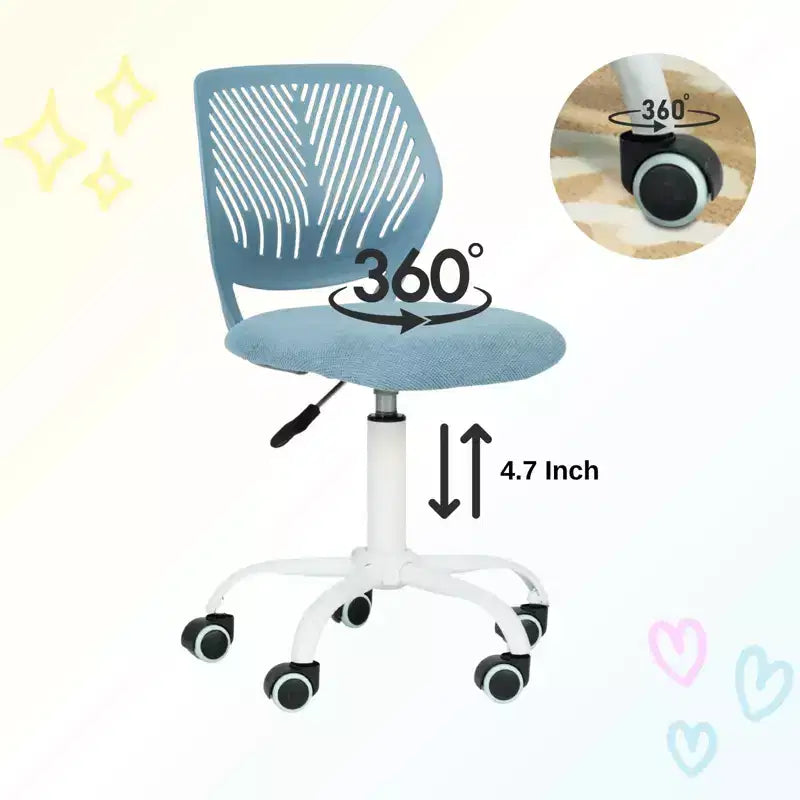 Homy Casa Adjustable Armless Swivel Study Chair for Kids, Dorm & Small Home Office