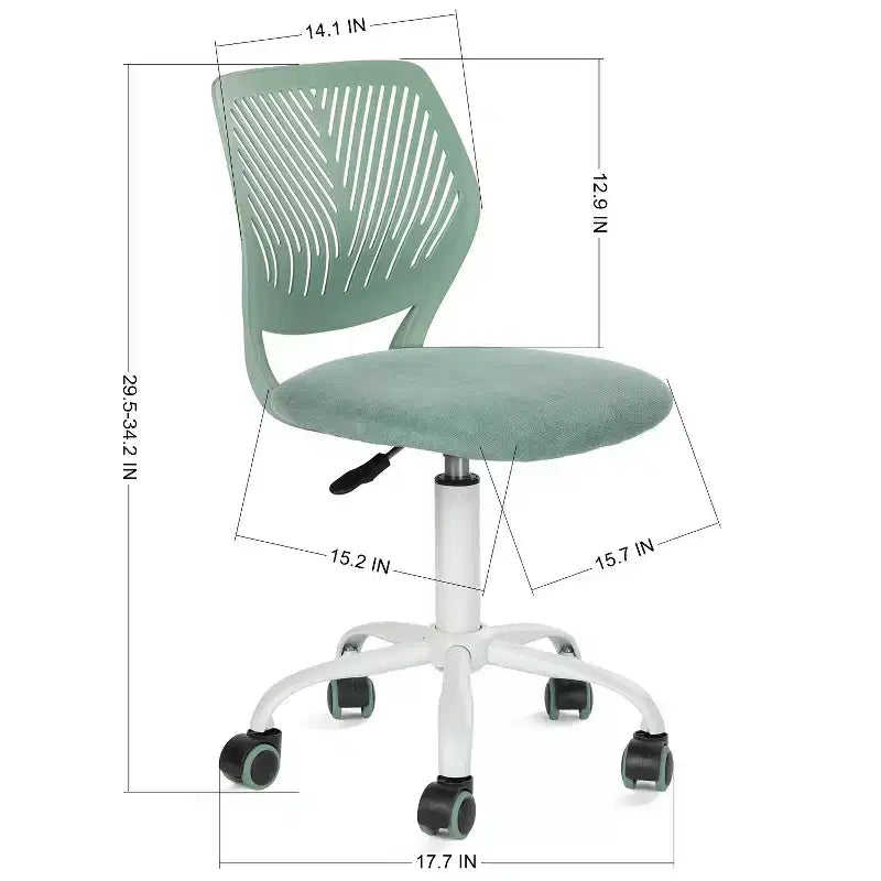 Homy Casa Adjustable Armless Swivel Study Chair for Kids, Dorm & Small Home Office