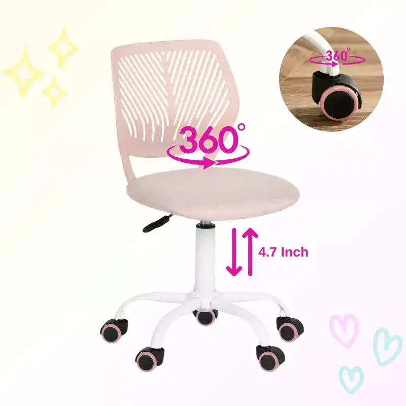 Homy Casa Adjustable Armless Swivel Study Chair for Kids, Dorm & Small Home Office