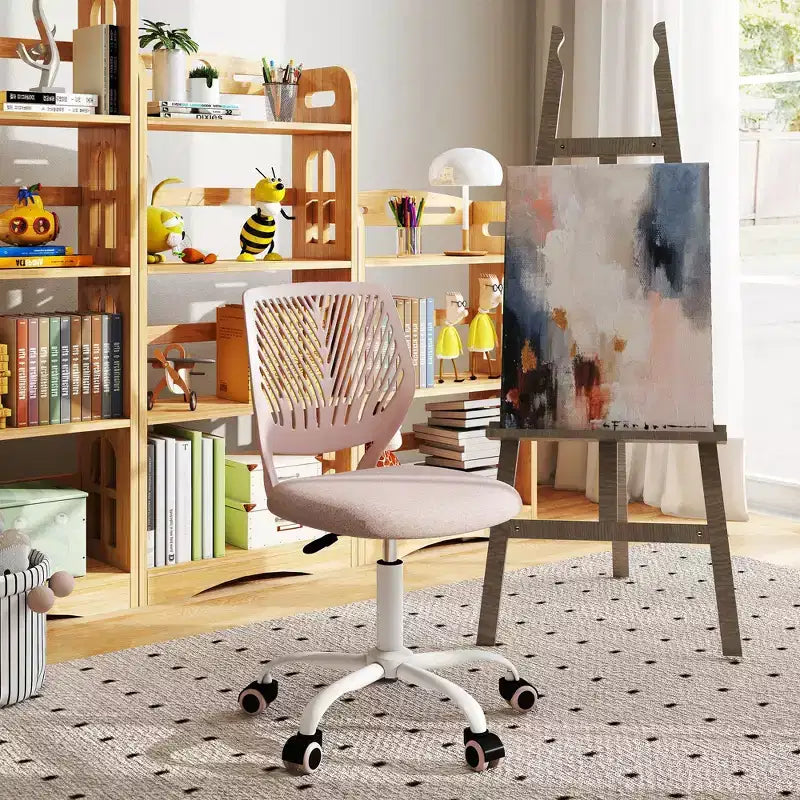 Homy Casa Adjustable Armless Swivel Study Chair for Kids, Dorm & Small Home Office