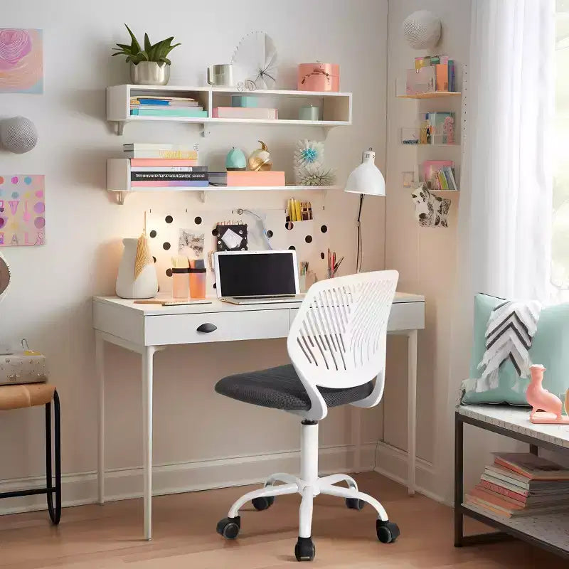 Homy Casa Adjustable Armless Swivel Study Chair for Kids, Dorm & Small Home Office