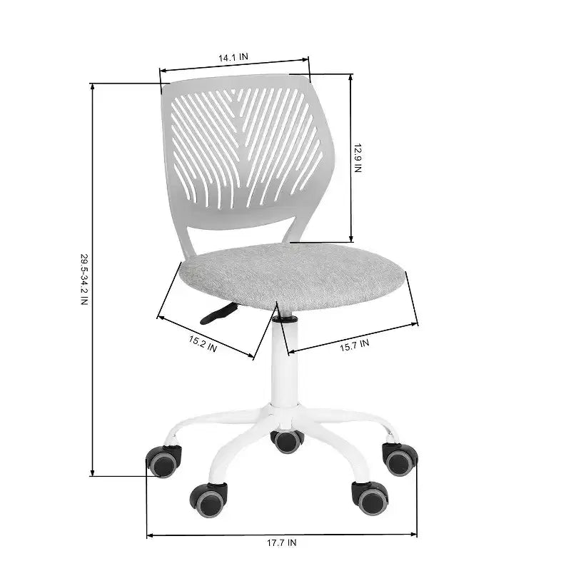 Homy Casa Adjustable Armless Swivel Study Chair for Kids, Dorm & Small Home Office