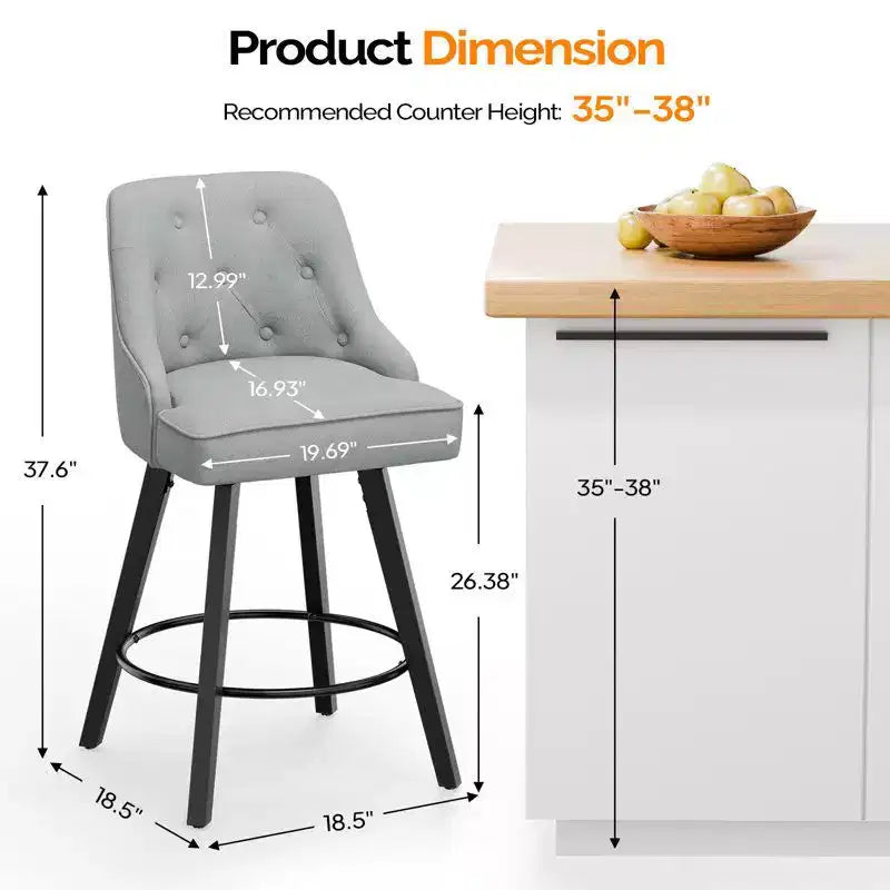 Karl Home Elegant 360 Swivel Bar Stool Stylish Design with Plush Cushion & Sturdy Build