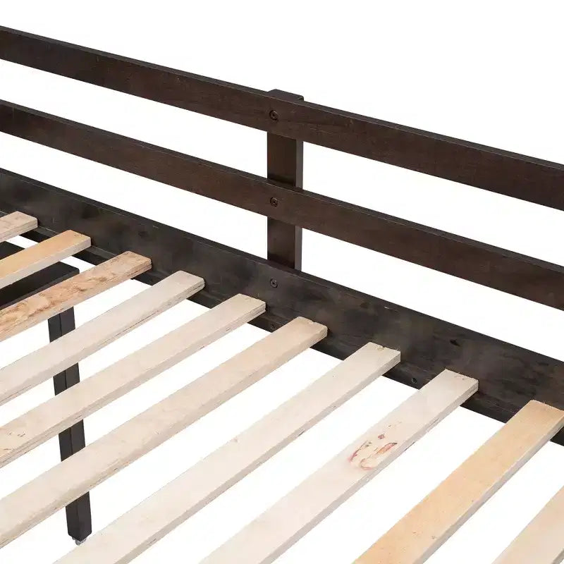 Low Twin Size Loft Bed with Cabinet for Kids, Wood Loft Bed Frame with Rolling Portable Desk