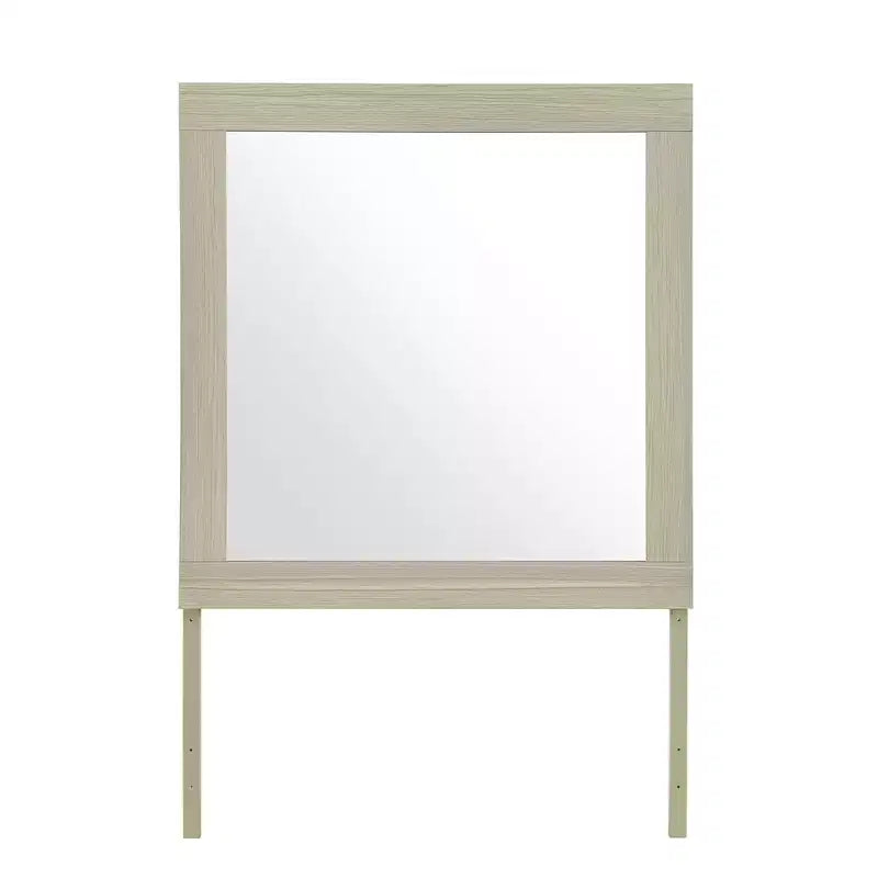 HomeRoots 35 Natural Wood Square Frame Mounted Dresser Mirror