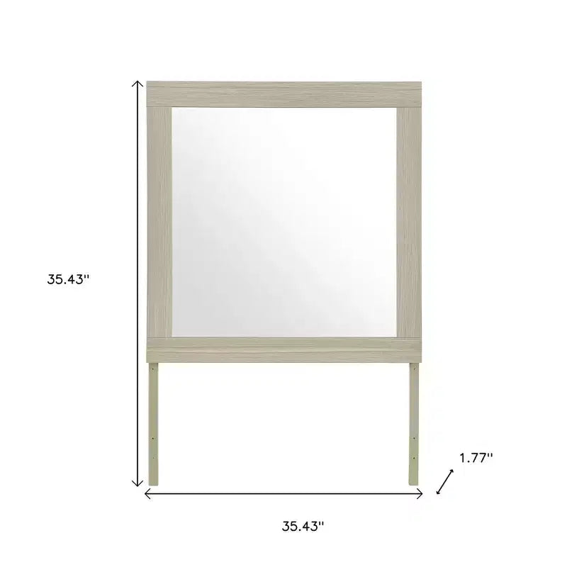 HomeRoots 35 Natural Wood Square Frame Mounted Dresser Mirror