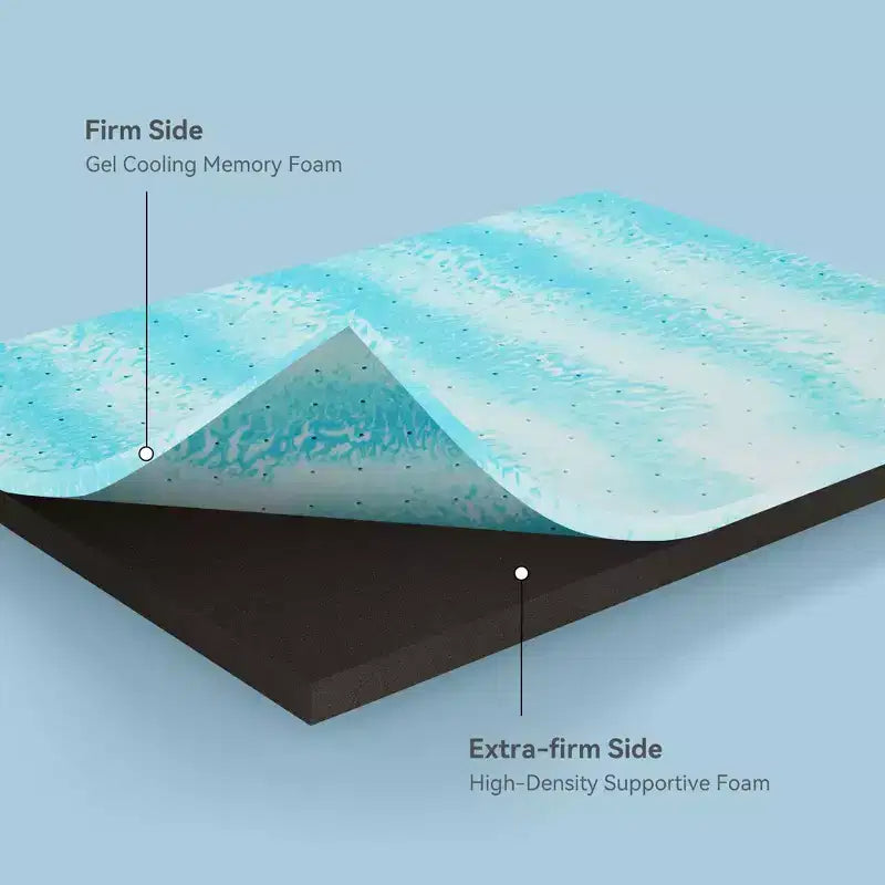 Dyonery Extra Firm Mattress Topper Twin Size 3 Inch, Pain Relieving Foam Bed Topper, Gel Memory Foam&High-Density Foam Mattress Pad