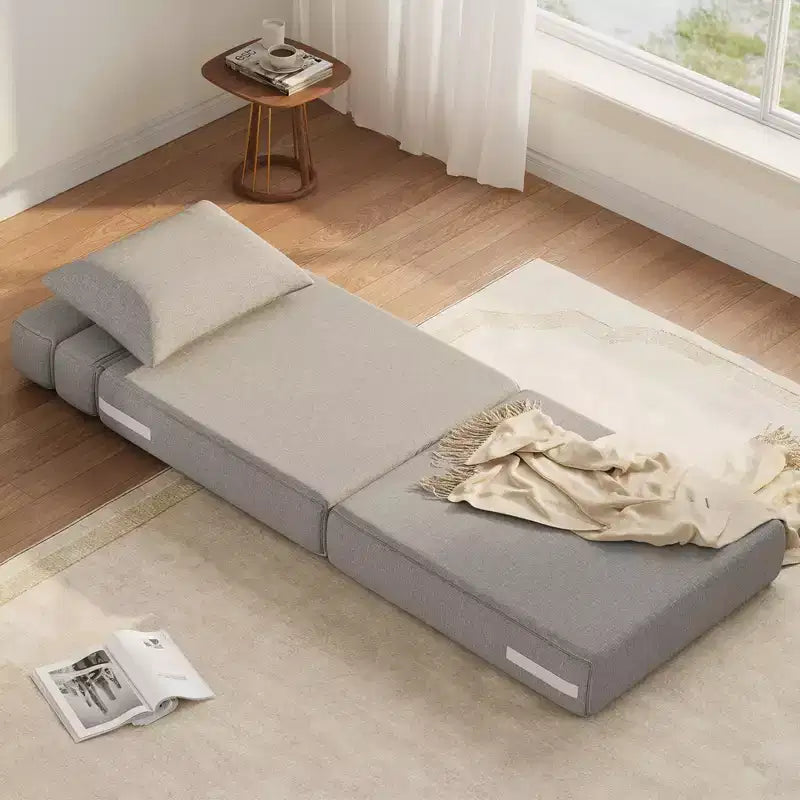 TROPOW Floor Chair 2-in-1 Folding Bed with Decorative Cushion Sleeping Chair with Bed Function