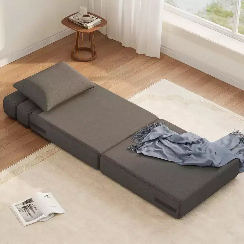 TROPOW Floor Chair 2-in-1 Folding Bed with Decorative Cushion Sleeping Chair with Bed Function