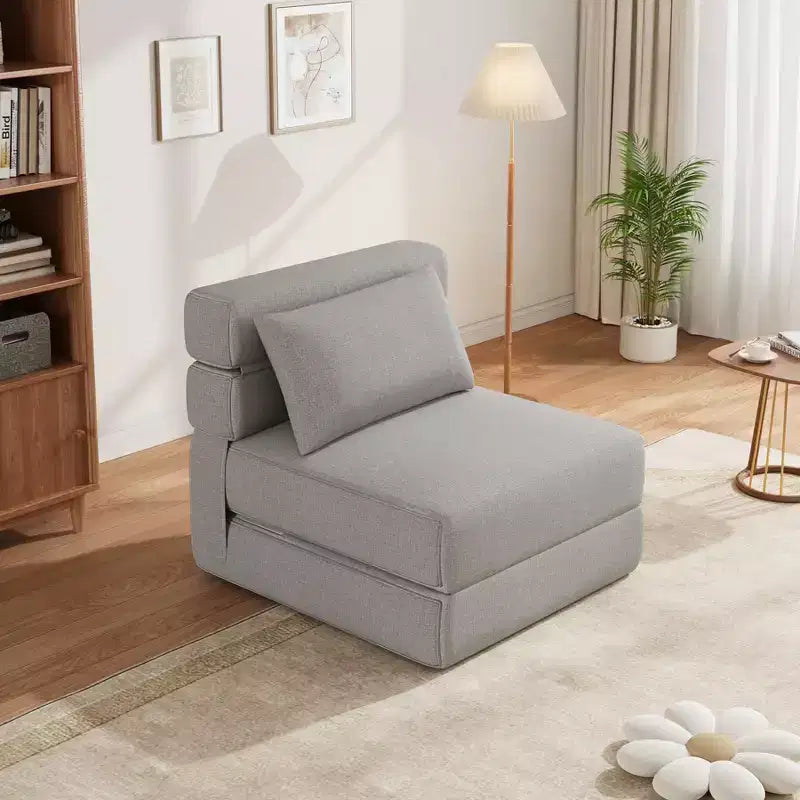 TROPOW Floor Chair 2-in-1 Folding Bed with Decorative Cushion Sleeping Chair with Bed Function