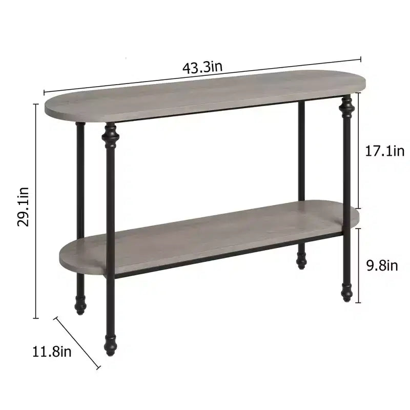 Coolmee Entryway Table, 43.3 inch Console Table with Storage, 2 Tier Sofa Table with Metal Frame, Behind Couch Table for Living Room, Hallway