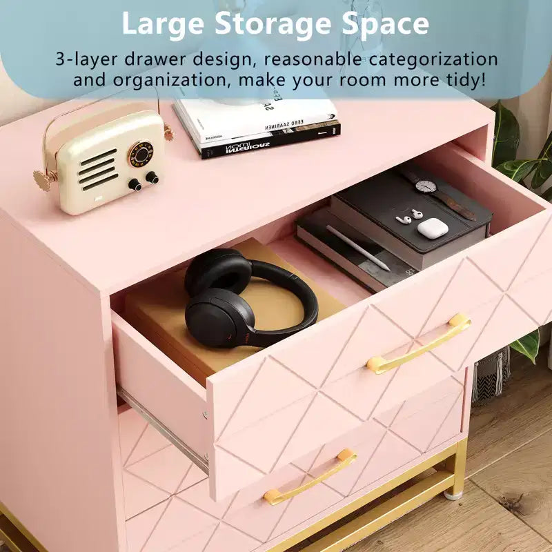 28.7 H 3-Drawer Dresser for Bedroom & Closet Slim Tall Chest with Soft-Close Glides Anti-Tip Kit