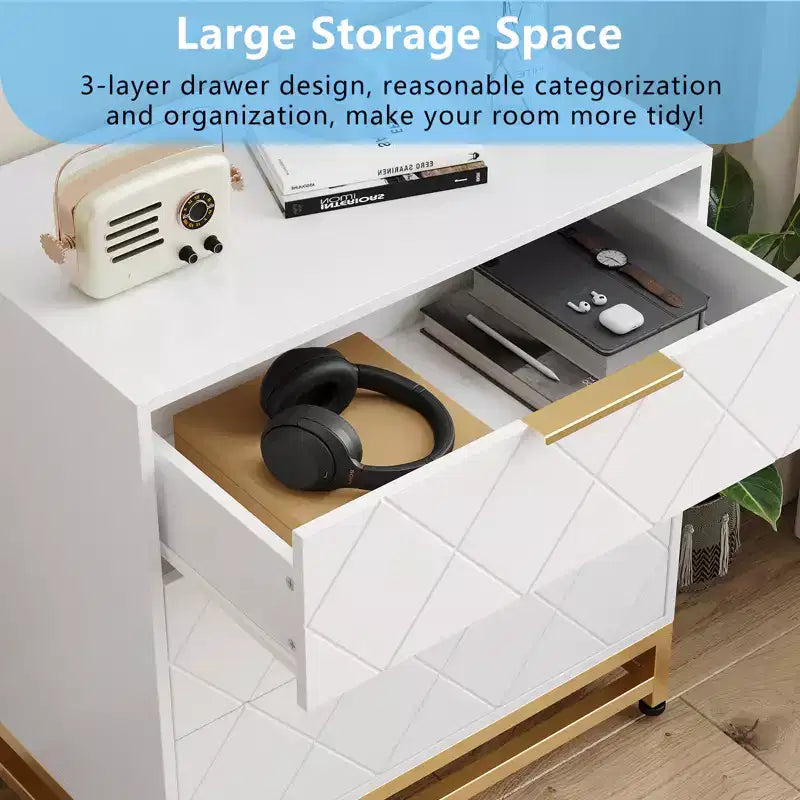 28.7 H 3-Drawer Dresser for Bedroom & Closet Slim Tall Chest with Soft-Close Glides Anti-Tip Kit