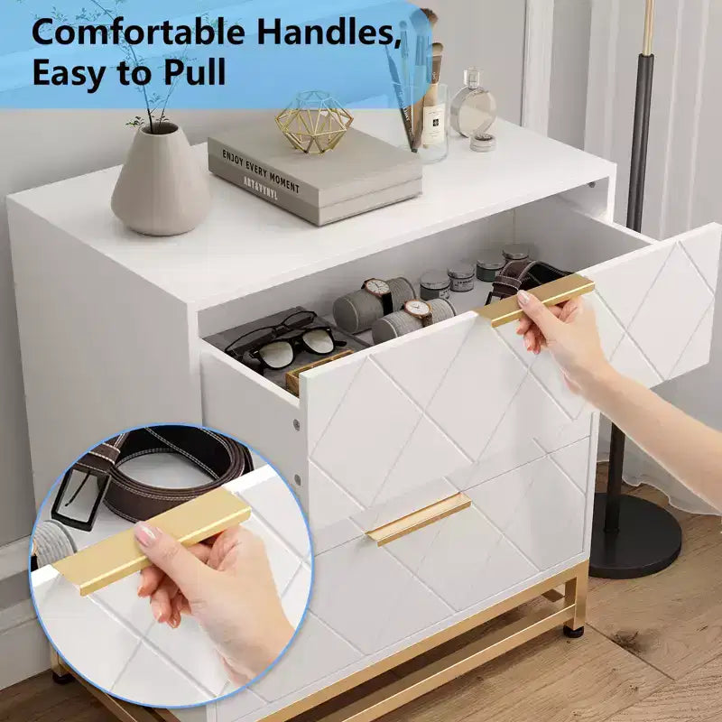 28.7 H 3-Drawer Dresser for Bedroom & Closet Slim Tall Chest with Soft-Close Glides Anti-Tip Kit