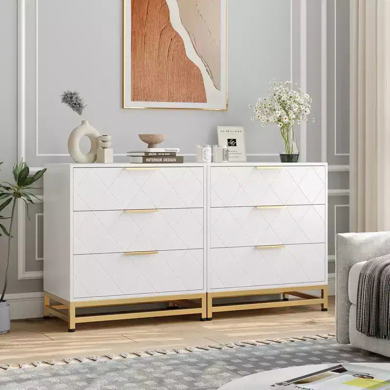 28.7 H 3-Drawer Dresser for Bedroom & Closet Slim Tall Chest with Soft-Close Glides Anti-Tip Kit