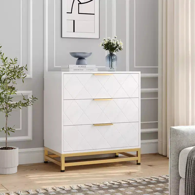28.7 H 3-Drawer Dresser for Bedroom & Closet Slim Tall Chest with Soft-Close Glides Anti-Tip Kit