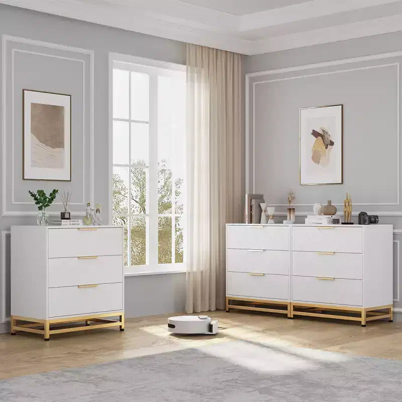 28.7 H 3-Drawer Dresser for Bedroom & Closet Slim Tall Chest with Soft-Close Glides Anti-Tip Kit