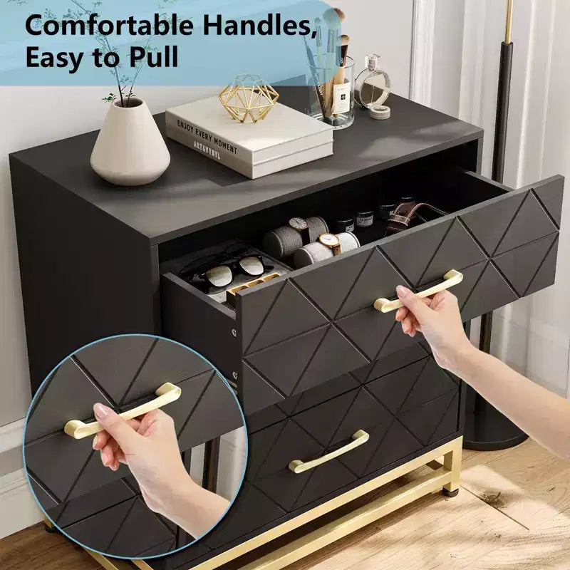 28.7 H 3-Drawer Dresser for Bedroom & Closet Slim Tall Chest with Soft-Close Glides Anti-Tip Kit