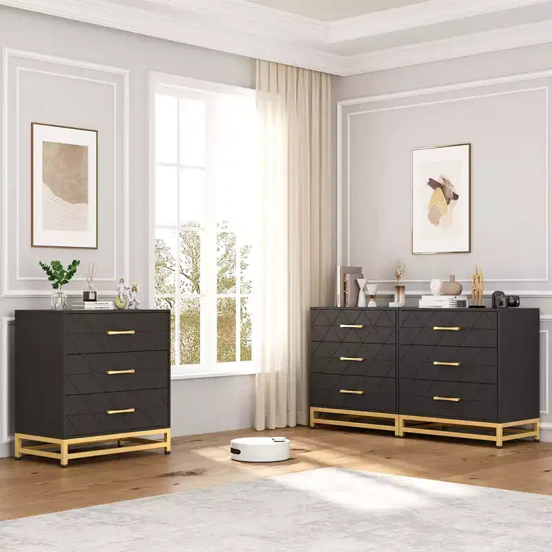 28.7 H 3-Drawer Dresser for Bedroom & Closet Slim Tall Chest with Soft-Close Glides Anti-Tip Kit