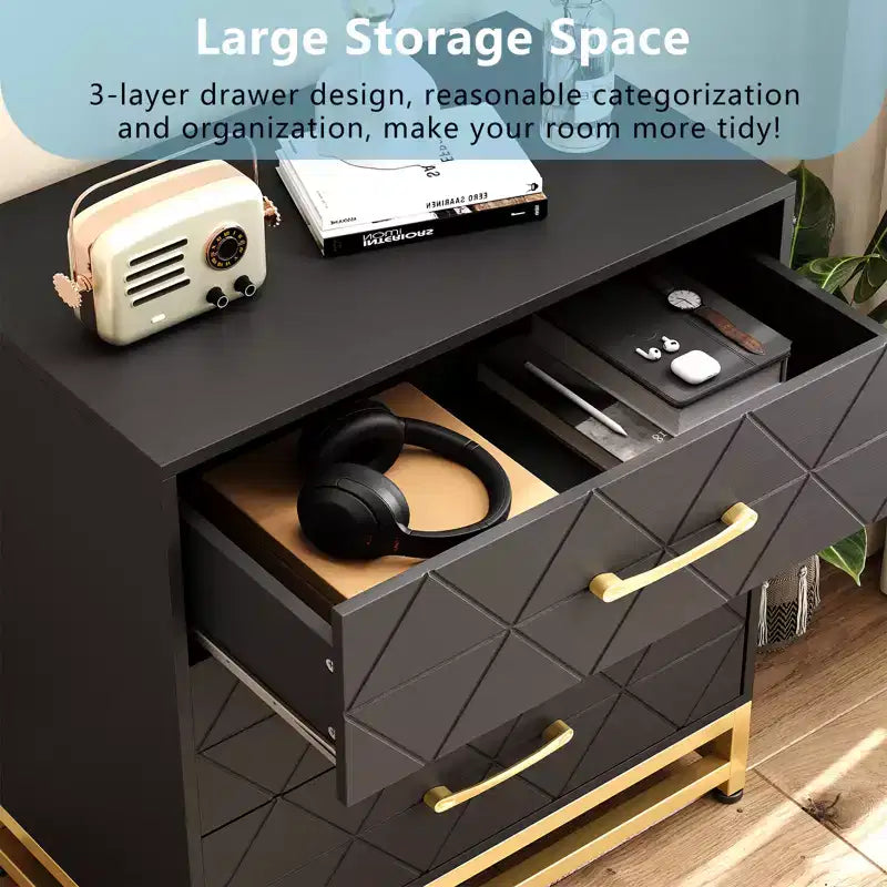 28.7 H 3-Drawer Dresser for Bedroom & Closet Slim Tall Chest with Soft-Close Glides Anti-Tip Kit