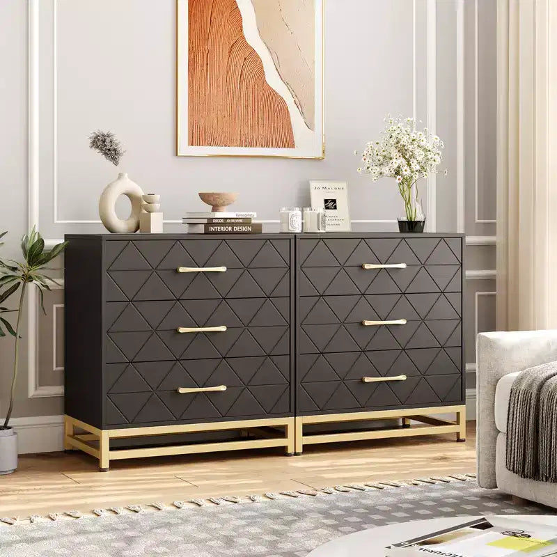 28.7 H 3-Drawer Dresser for Bedroom & Closet Slim Tall Chest with Soft-Close Glides Anti-Tip Kit