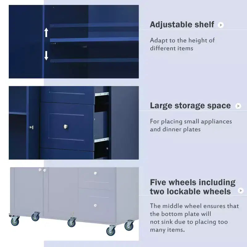 Rolling Mobile Kitchen Island with Solid Wood Top and Locking Wheels,Storage Cabinet and Drop Leaf Breakfast Bar, Spice Rack, Towel Rack & Drawer