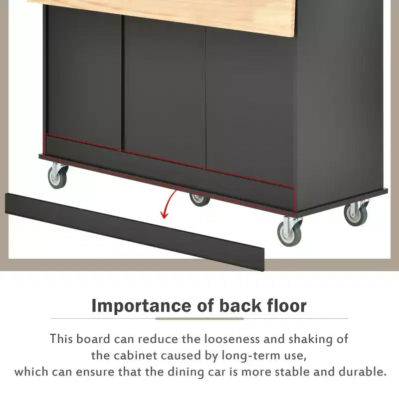 Rolling Mobile Kitchen Island with Solid Wood Top and Locking Wheels,Storage Cabinet and Drop Leaf Breakfast Bar, Spice Rack, Towel Rack & Drawer