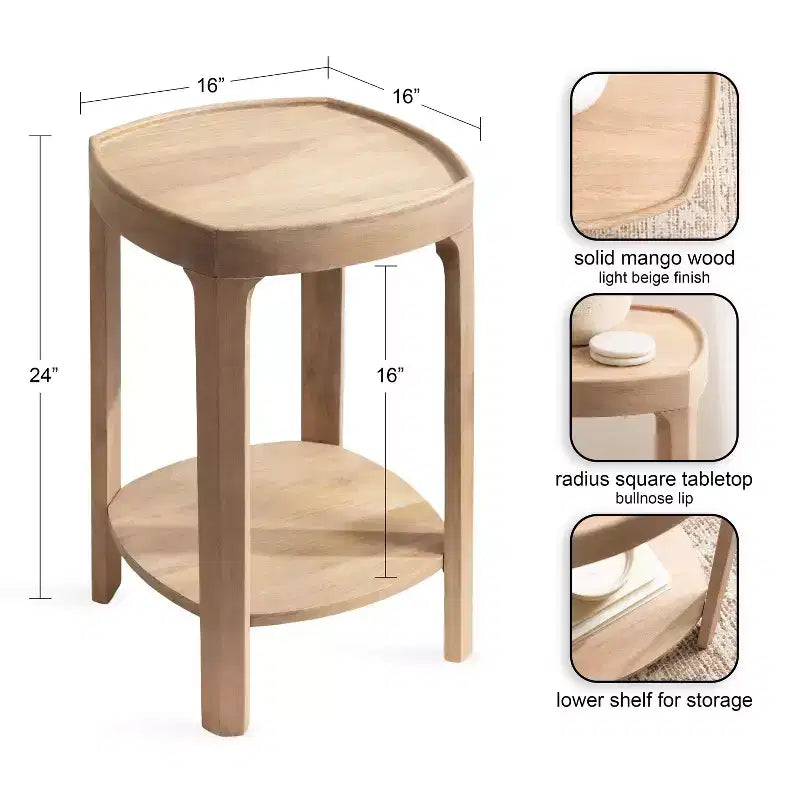 Kate and Laurel Tierney Square Side Table