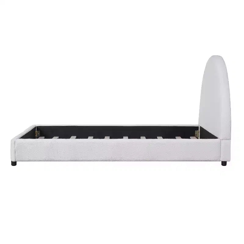 Christopher Knight Home Saria Modern Boucle Upholstered Bed with Half-Round Curved Headboard