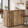 Lantine 63-Inch Home Bar Unit, 2-Tier Farmhouse Liquor Bar Table with Storage Shelves, Wine Bar Cabinet Mini Bar Table for Home Pub, Bistro