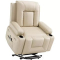 Large Faux Leather Power Lift Recliner - Heat and Massage, Oversized Upholstered Reclining Sofa for Adults, Padded Home Theater Seating