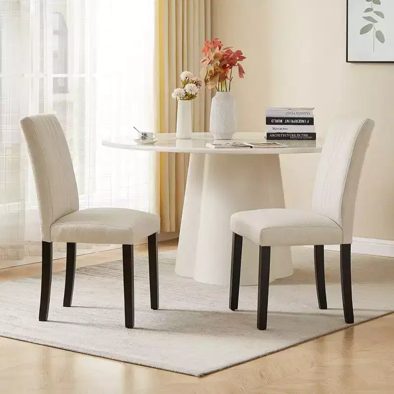 VECELO Upholstered Dining Chairs Set of 2/4/6 Modern Fabric/PU Leather Kitchen Chairs High Back Modern Dining Chairs Brown/Beige/Green