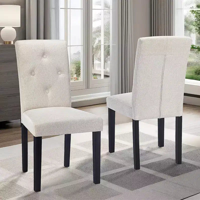 VECELO Upholstered Dining Chairs Set of 2/4/6 Modern Fabric/PU Leather Kitchen Chairs High Back Modern Dining Chairs Brown/Beige/Green