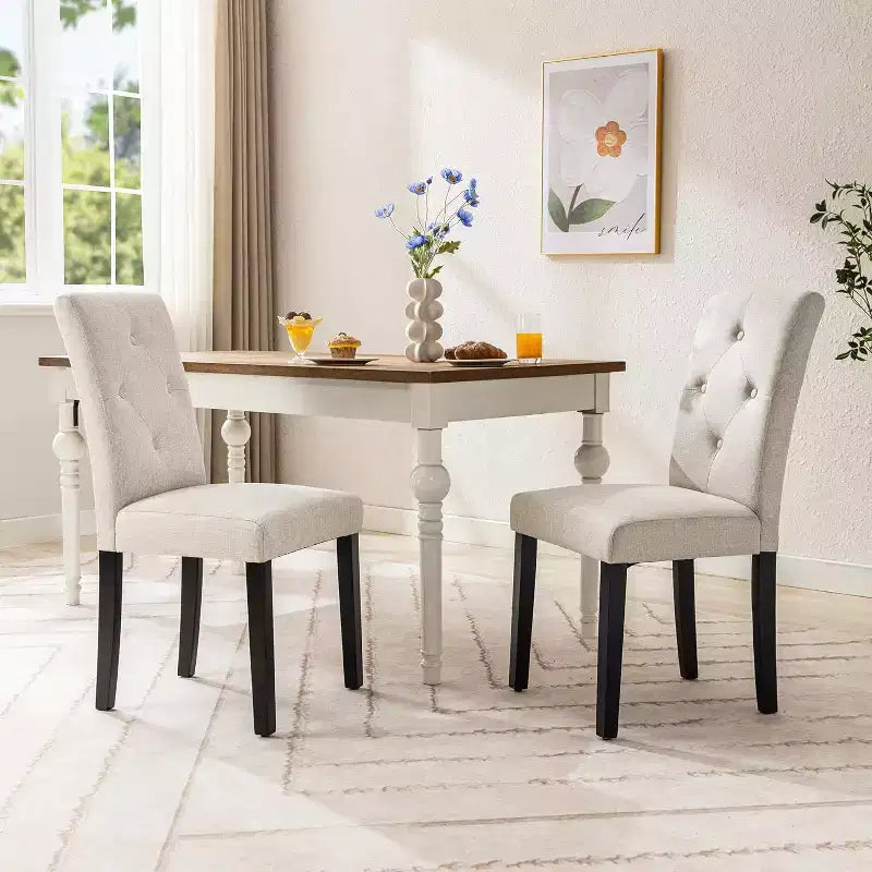 VECELO Upholstered Dining Chairs Set of 2/4/6 Modern Fabric/PU Leather Kitchen Chairs High Back Modern Dining Chairs Brown/Beige/Green