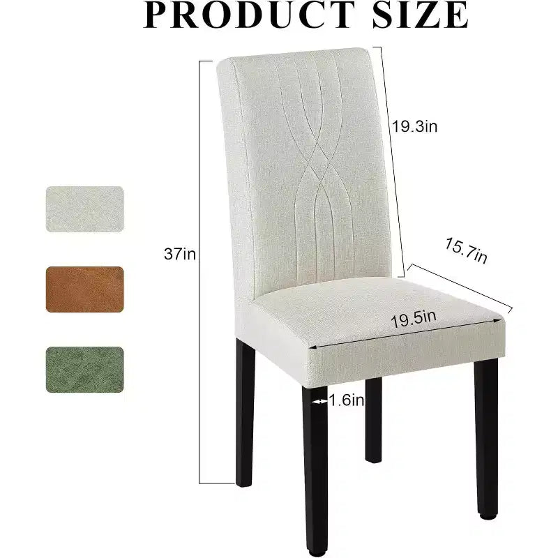 VECELO Upholstered Dining Chairs Set of 2/4/6 Modern Fabric/PU Leather Kitchen Chairs High Back Modern Dining Chairs Brown/Beige/Green