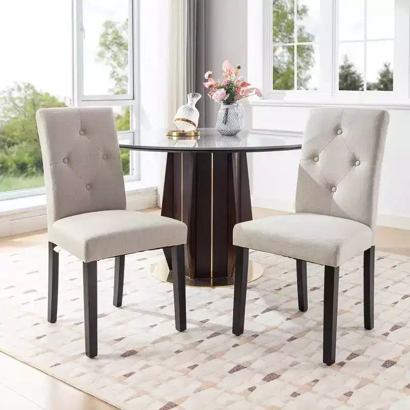VECELO Upholstered Dining Chairs Set of 2/4/6 Modern Fabric/PU Leather Kitchen Chairs High Back Modern Dining Chairs Brown/Beige/Green