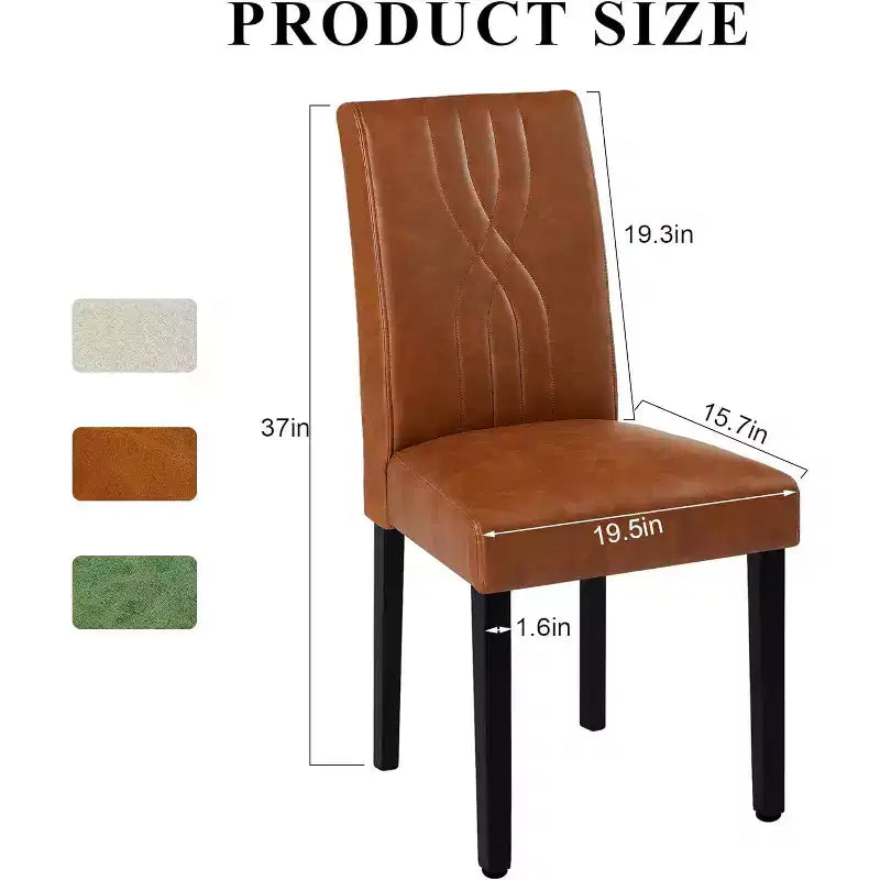 VECELO Upholstered Dining Chairs Set of 2/4/6 Modern Fabric/PU Leather Kitchen Chairs High Back Modern Dining Chairs Brown/Beige/Green