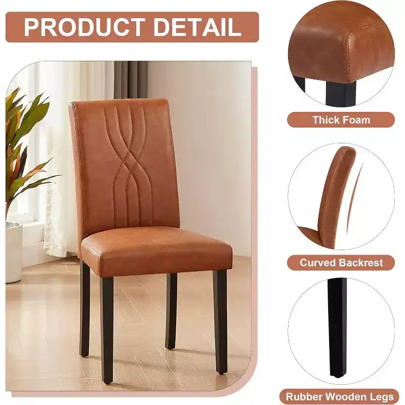VECELO Upholstered Dining Chairs Set of 2/4/6 Modern Fabric/PU Leather Kitchen Chairs High Back Modern Dining Chairs Brown/Beige/Green