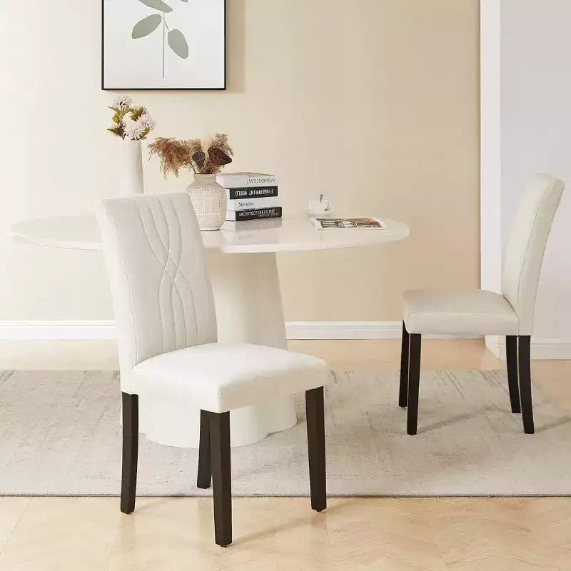 VECELO Upholstered Dining Chairs Set of 2/4/6 Modern Fabric/PU Leather Kitchen Chairs High Back Modern Dining Chairs Brown/Beige/Green