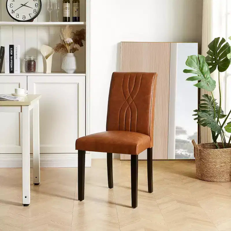 VECELO Upholstered Dining Chairs Set of 2/4/6 Modern Fabric/PU Leather Kitchen Chairs High Back Modern Dining Chairs Brown/Beige/Green