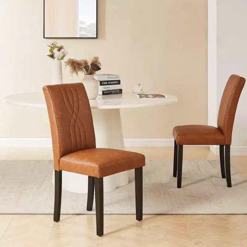 VECELO Upholstered Dining Chairs Set of 2/4/6 Modern Fabric/PU Leather Kitchen Chairs High Back Modern Dining Chairs Brown/Beige/Green