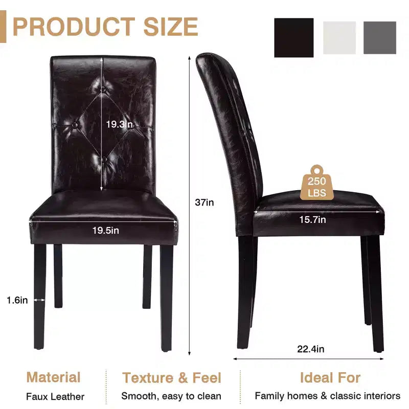 VECELO Upholstered Dining Chairs Set of 2/4/6 Modern Fabric/PU Leather Kitchen Chairs High Back Modern Dining Chairs Brown/Beige/Green