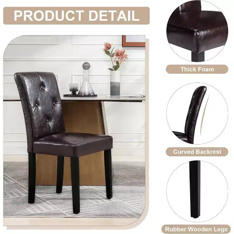 VECELO Upholstered Dining Chairs Set of 2/4/6 Modern Fabric/PU Leather Kitchen Chairs High Back Modern Dining Chairs Brown/Beige/Green