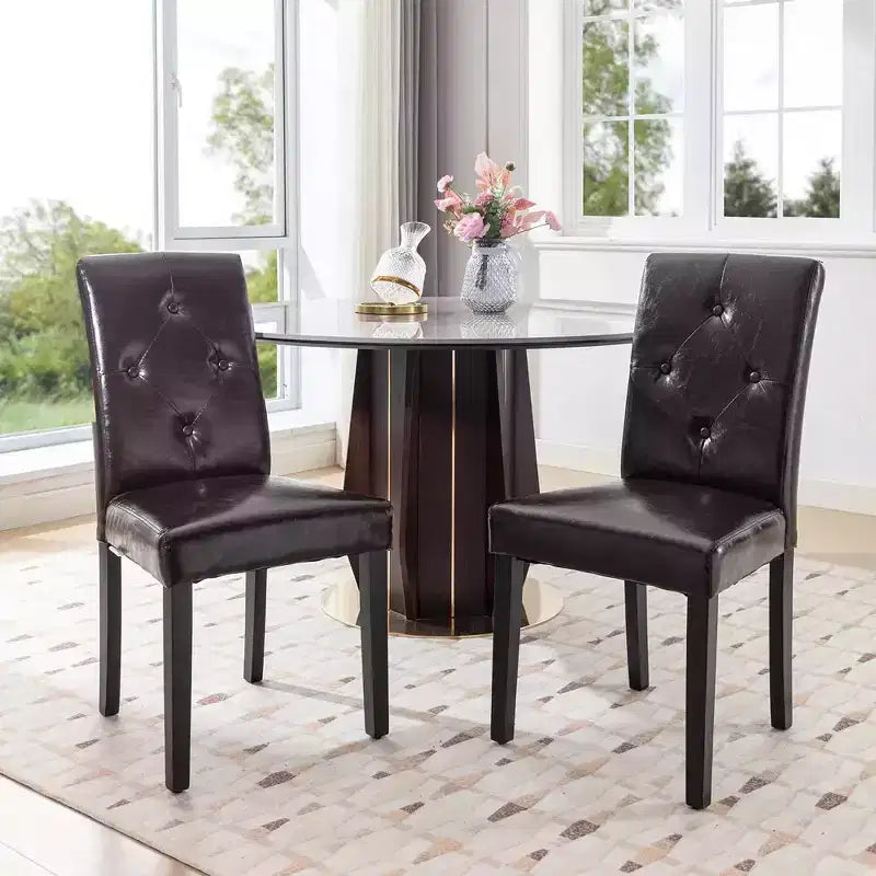 VECELO Upholstered Dining Chairs Set of 2/4/6 Modern Fabric/PU Leather Kitchen Chairs High Back Modern Dining Chairs Brown/Beige/Green
