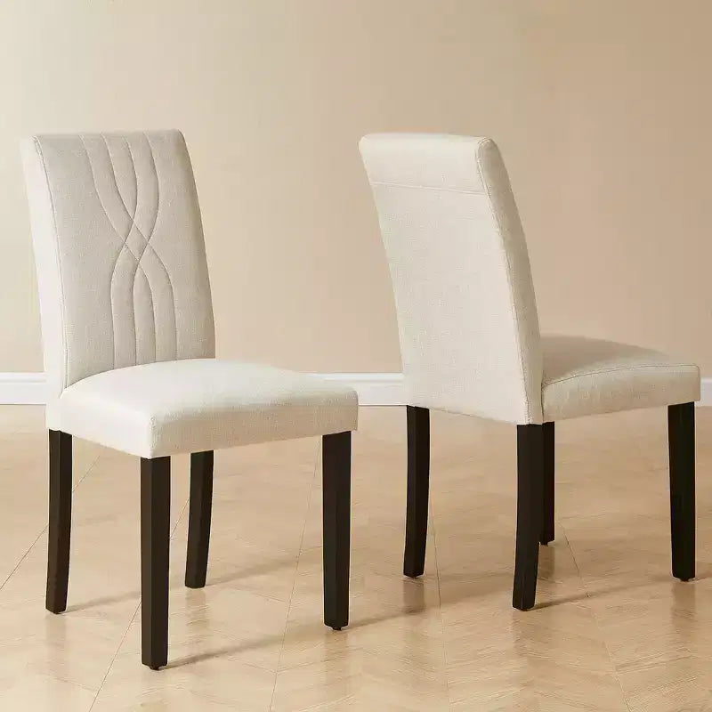 VECELO Upholstered Dining Chairs Set of 2/4/6 Modern Fabric/PU Leather Kitchen Chairs High Back Modern Dining Chairs Brown/Beige/Green
