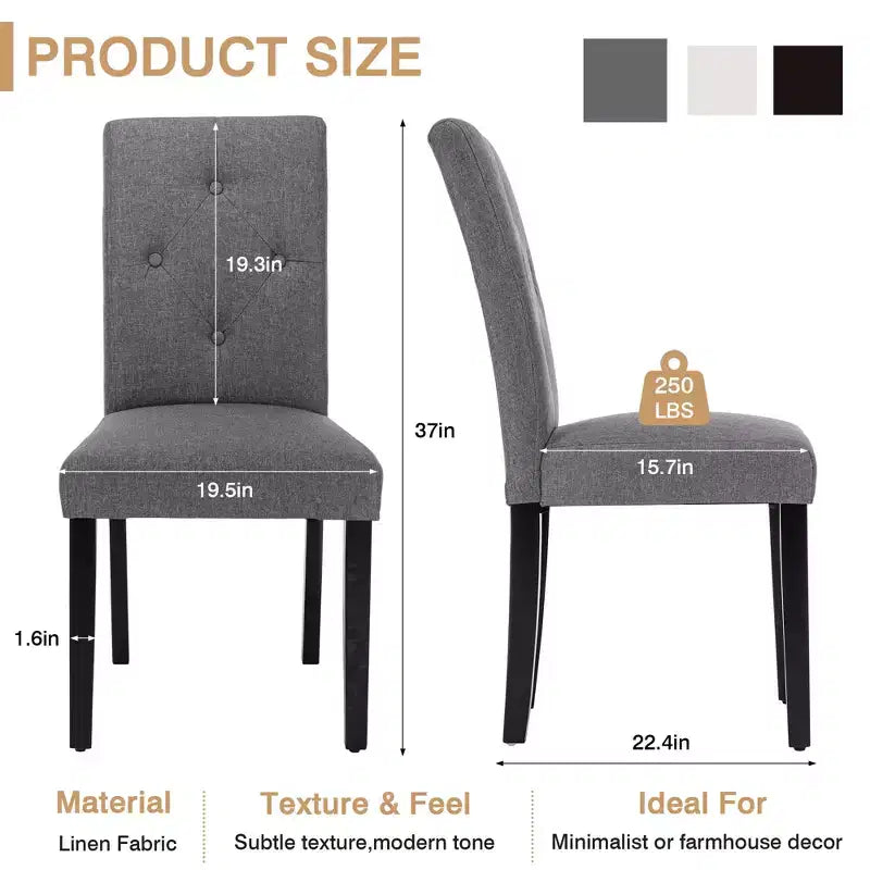 VECELO Upholstered Dining Chairs Set of 2/4/6 Modern Fabric/PU Leather Kitchen Chairs High Back Modern Dining Chairs Brown/Beige/Green