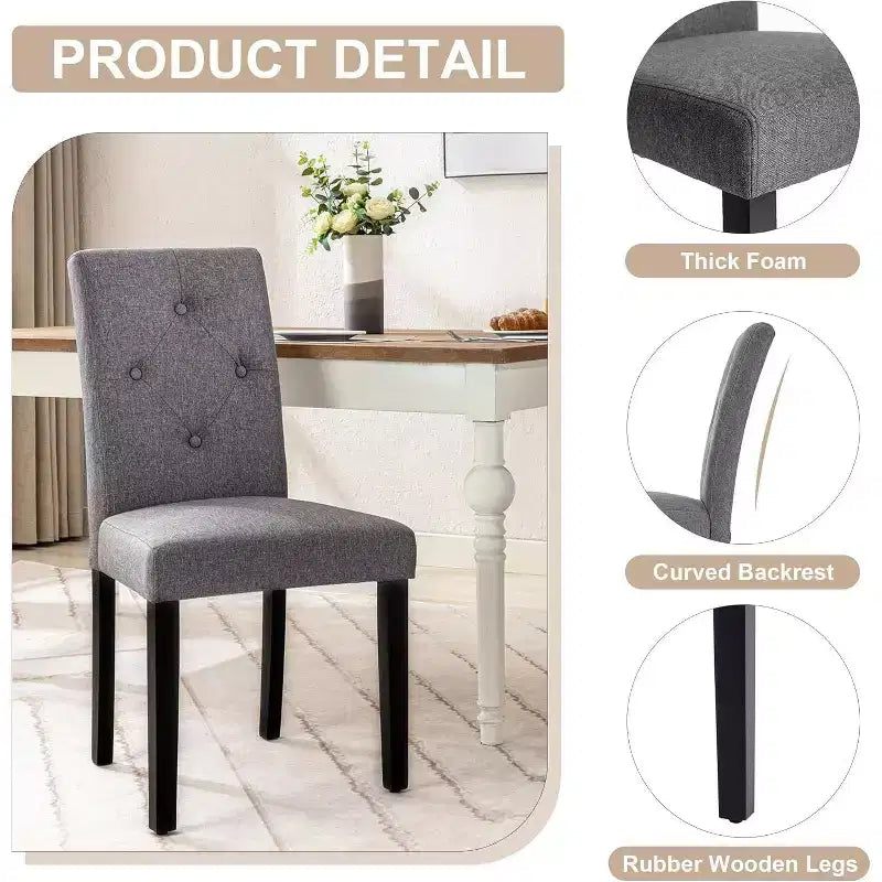VECELO Upholstered Dining Chairs Set of 2/4/6 Modern Fabric/PU Leather Kitchen Chairs High Back Modern Dining Chairs Brown/Beige/Green