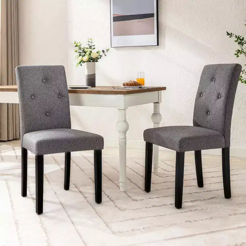 VECELO Upholstered Dining Chairs Set of 2/4/6 Modern Fabric/PU Leather Kitchen Chairs High Back Modern Dining Chairs Brown/Beige/Green